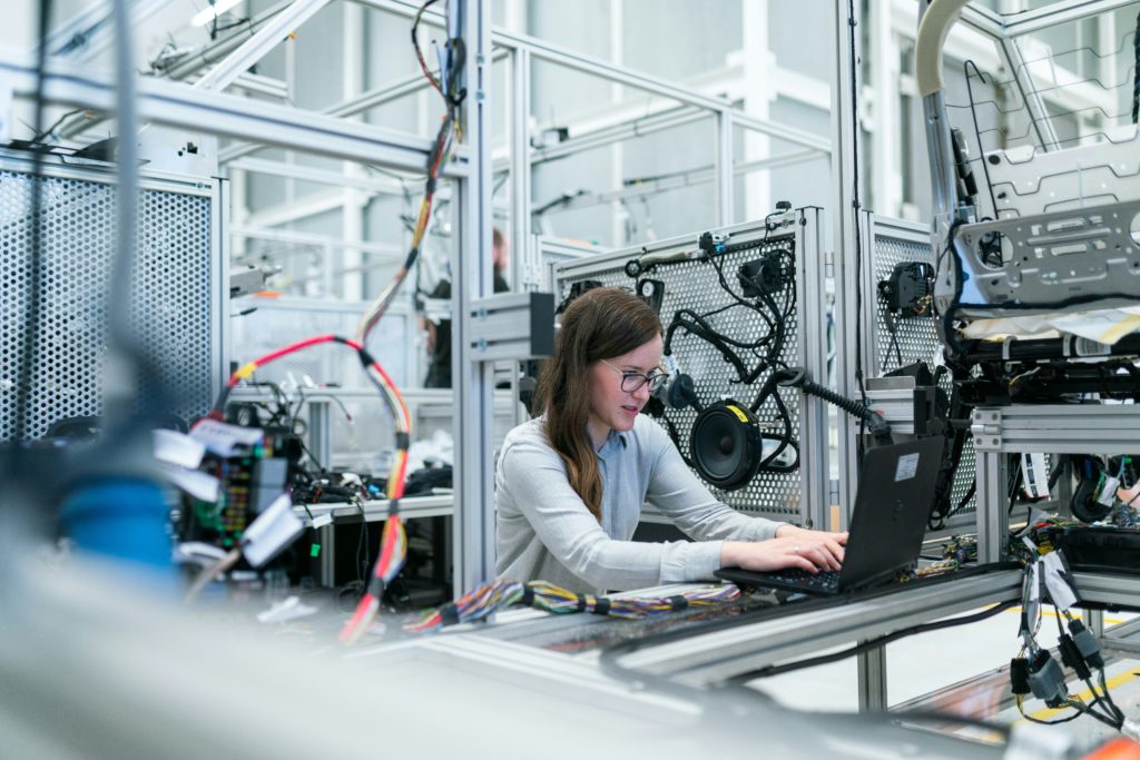 female engineer technology working